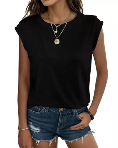 YUTILA T-Shirts YUTILA Damen Rundhal Ausschnitt Casual Gestreift Tshirt Sommer Tops