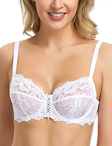 Wingslove Unterwäsche & Dessous Wingslove Damen BH Vollschalen Floraler Spitze BH ohne Polster Bügel BH Soft Cup