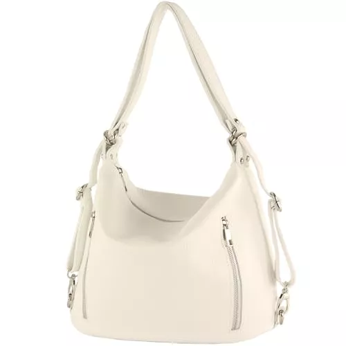 modamoda de Taschen & Rucksäcke modamoda de - T249 - ital. Damen Rucksack Tasche 2 in 1 aus Leder