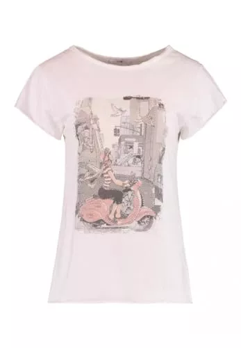 HAILY S T-Shirts Hailys Shirt Sv44enja mit Moped-Druck weiß