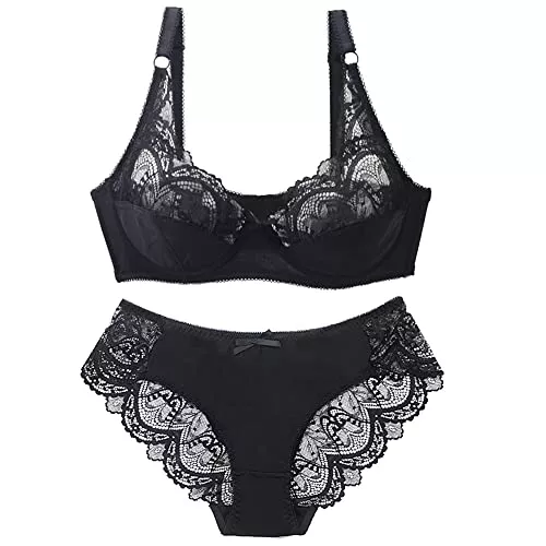 BCHRAYIUP Unterwäsche & Dessous BCHRAYIUP Damen Sexy Spitze BH-Set Bügel Ungepolstert Unterwäsche Höschen BH Dessous