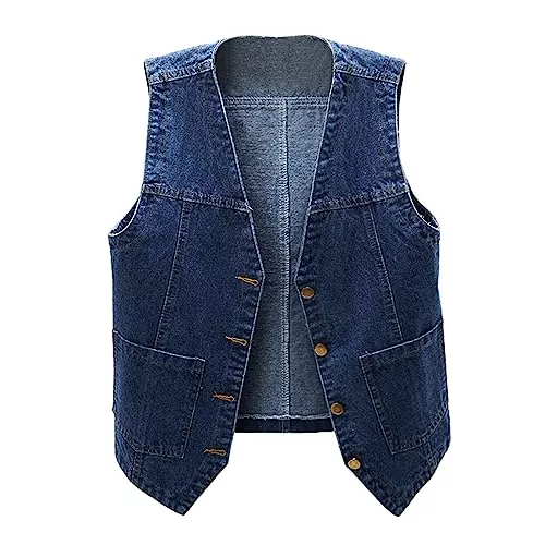 Nhainel Westen Nhainel Jeansweste Damen übergröße Denim Jacke Ärmellos Jeans Weste Beiläufige Jeansweste Jeans Weste FüR Damen Denim Weste Vest Frühling Cardigan Top Outwear