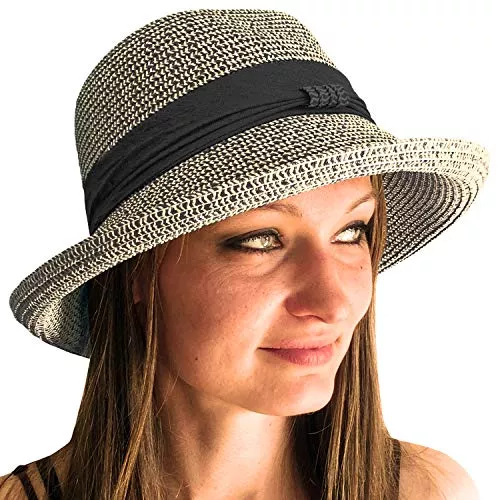 TOSKATOK Hüte & Mützen TOSKATOK® Damen-Damen-Einstellbarer Sommer-Sonnenhut Mode Faltbarer Roll-Brim Trilby-Bowler