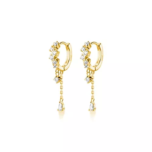 SLUYNZ Schmuck SLUYNZ 925 Sterling Silber CZ Creolen Tropfen für Frauen Mädchen Tropfen Huggie Ohrringe Tropfen Wassertropfen Ohrhänger