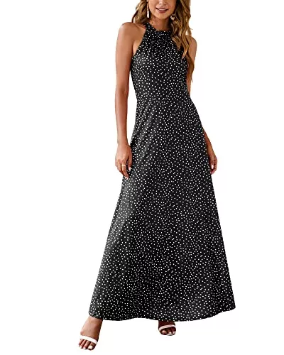 STYLEWORD Freizeit STYLEWORD Damen Neckholder Elegant Sommerkleid Ärmellos Blumenkleid Maxikleid Lange Strandkleid