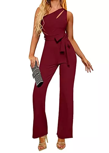 nicticsi Jumpsuits nicticsi Jumpsuit Damen Overall Sommer Elegant Einfarbiger Spitze Schlanker Gürtel Einteiliger Heimoverall Lässigen Lang Jumpsuit Overall Hosenanzug Romper Playsuit