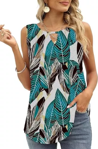 Cuptacc Ärmellose Blusen Cuptacc Tank Top Damen Sommer 2024 Trendy Einfarbige Schlüsselloch V Ausschnitt Ärmellose Sexy Tops Lockere Tunika Shirt