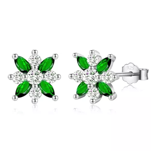 MASOP Schmuck MASOP Ohrstecker Kreuz Zirkonia Gold Silber Ohrringe Stecker Cross mit AAA Zirkonia Kleeblatt 9mm Damen Herren Mädchen