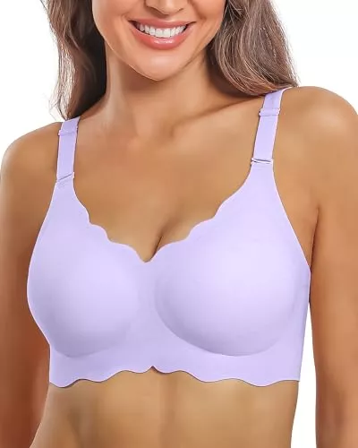HORISUN Unterwäsche & Dessous HORISUN Damen-BH gewellt nahtlos V-Ausschnitt Spitze Blumenmuster drahtlos Bralette feste Polsterung ohne Bügel