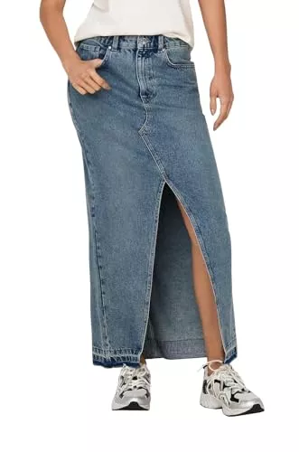 ONLY Röcke ONLY Damen Maxi Jeans Rock ONLAlina Leigh Long Langer Damenrock mit Schlitz