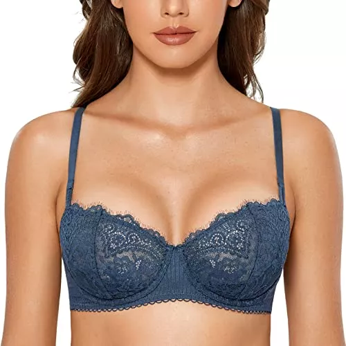 DOBREVA Unterwäsche & Dessous DOBREVA Damen Spitze Dirndl BH Push Up Sexy Balconette BHS Bügel Große Größen Durchsichtig