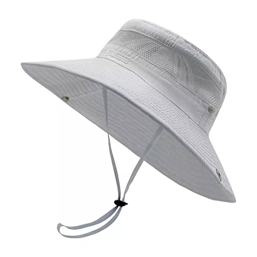 SEYUFN Hüte & Mützen SEYUFN Damen Sonnenhut Outdoor Sommer Wanderhut Damen UV-Schutz Bucket Cap Faltbar Mesh Pferdeschwanz Breite Krempe Zum Safari Angeln