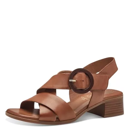Tamaris Sandalen & Slides Tamaris COMFORT Damen Sandalen mit Absatz aus Leder mit Klettverschluss