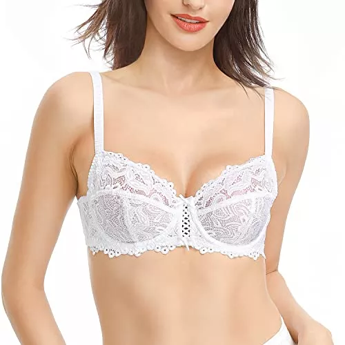 GARMERA Unterwäsche & Dessous GARMERA Balconette-BH für Damen, Spitze, volle Abdeckung, Bügel, nicht gepolstert, weiche Körbchen, Komfort-BHs