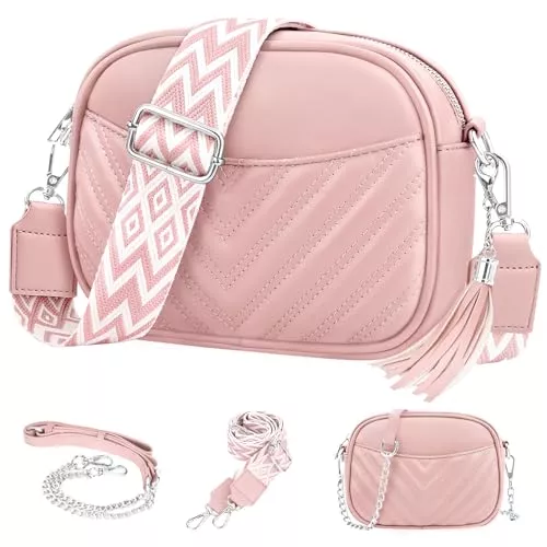 JUYANO Taschen & Rucksäcke JUYANO Crossbody Bag Damen Leder, Kleine Umhängetasche mit Breitem Gurt, Stylisch Handtasche Umhängetasche Damen mit Kartenschlitz Abnehmbar Schultergurt