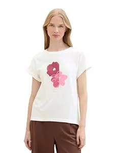 TOM TAILOR T-Shirts TOM TAILOR Damen Basic T-Shirt mit Blumenmuster