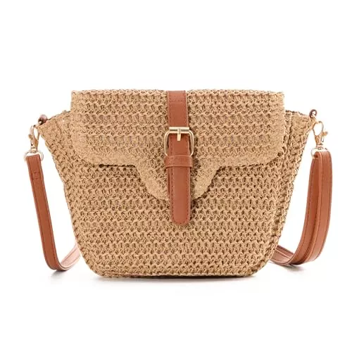 EVEOUT Taschen & Rucksäcke EVEOUT Stroh Umhängetaschen für Damen Mädchen Mode Schultertaschen für Urlaub Reisen Sommer gewebte Lässige Strandtaschen