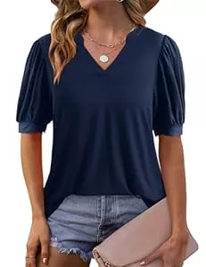 Beluring Kurzarmblusen Beluring T Shirt Damen Elegant kurzarm/Langarm V-Ausschnitt Sommer Basic Tops
