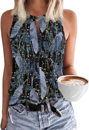 Tanmolo Tops Tanmolo Damen Tank Top Ärmellos Oberteile Sommer Tanktops V-Ausschnitt Blusentop Strand Sexy Vest Top Bluse