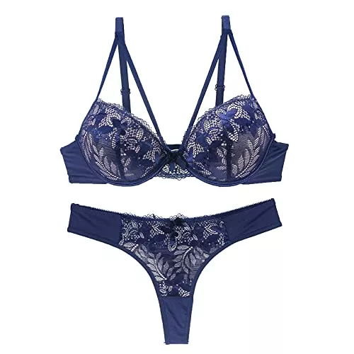 Generic Unterwäsche & Dessous G-String Damen-Unterwäsche-Sets Spitzen-Tanga Aushöhlen BH Und Höschen