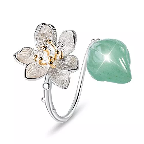 Springlight Schmuck Springlight ✦ Muttertagsgeschenke für Mama S925 Sterling Silber Damen Ringe Lotus Blume Offener Ringe Frauen Handgemachte Schmuck Geschenke für Frauen, Muttertag Geschenk.