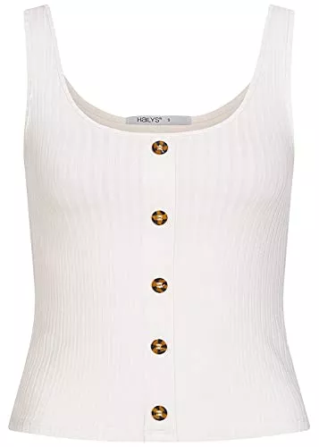 Hailys Tops Hailys Damen Struktur Viskose Top mit Deko Knopfleiste