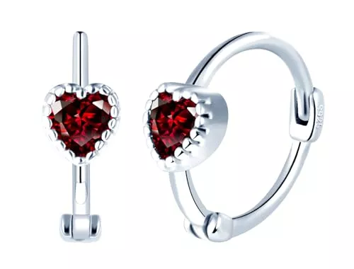 Yumilok Schmuck Yumilok Damen Ohrringe Creolen Silber 925 Sterling Silber Zirkonia Herz Ohrstecker Huggie Piercing für Mädchen