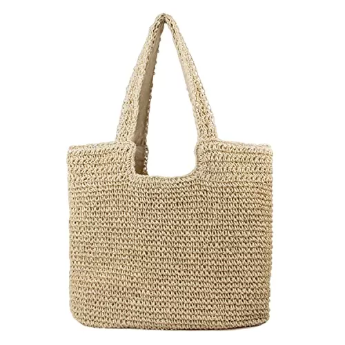 EVEOUT Taschen & Rucksäcke EVEOUT Stroh Schultertaschen für Damen Sommer Strohtasche Große Gewebte Strohhandtasche Strand Umhängetasche