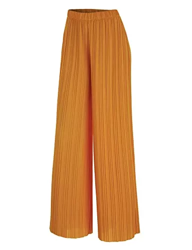 Lock and Love Hosen Lock and Love Women's Ankle/Maxi Pleated Wide Leg Palazzo Pants with Drawstring/Elastic Band