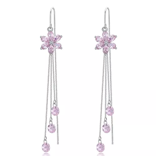 VONALA Schmuck VONALA Hängend Ohrringe 925 Sterling Silber Blume/Perlen/Schmetterling Durchzieher Ohrringe Tropfen Baumeln Ohrringe für Damen Geburtstag Geschenk