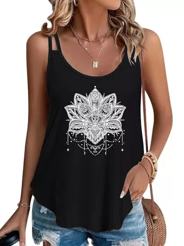Eniloyal Tops Eniloyal Tank Top Damen Sommer Spaghetti Oberteile Ärmellose Rundhals Ausschnitt Shirt
