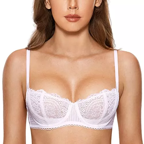 DOBREVA Unterwäsche & Dessous DOBREVA Damen Spitze Dirndl BH Push Up Sexy Balconette BHS Bügel Große Größen Durchsichtig