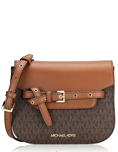 Michael Kors Taschen & Rucksäcke Michael Kors Emilia Small Saddle Flap Crossbody Brown MK Signature