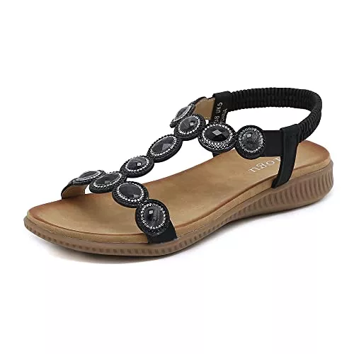 ZOEASHLEY Sandalen & Slides ZOEASHLEY Sandalen Damen Strass Flache Sandaletten Sommer Offene Zehe Zehentrenner Bohemian Flip Flops