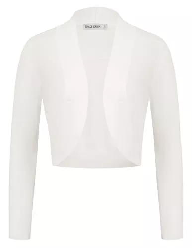 GRACE KARIN Strickjacken GRACE KARIN Damen Elegante Bolero Langarm Strickjacke Vorne Offen Schulterjacke Festlich Shrug Cardigan