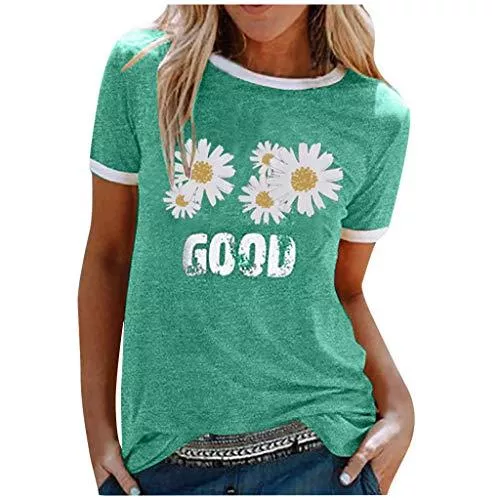 Kanpola Damen Top T-Shirts Kanpola Pusteblume Bedrucktes T-Shirt Damen Kurzarm Lose Bluse