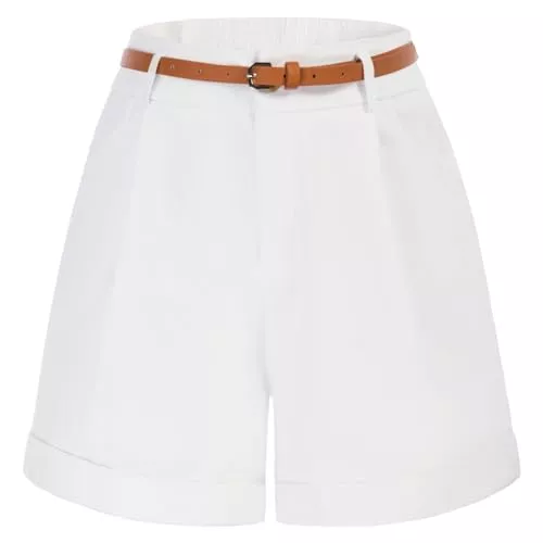 Belle Poque Shorts Belle Poque Damen Vintage Lässige Kurze Hose Shorts Sommer Kurze Hose Einfarbig Freizeit Shorts mit Gürtel