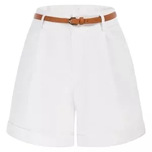Belle Poque Shorts Belle Poque Damen Vintage Lässige Kurze Hose Shorts Sommer Kurze Hose Einfarbig Freizeit Shorts mit Gürtel