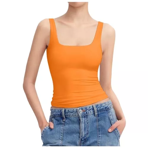 JokeLomple Tops Damen Spitze Top - Spaghetti Trägertop Herz-Ausschnitt Drucken Tanktops & Träger-Tops für Damen Rundhalsausschnitt für Sommer Basic Tanktops Trägershirt Gerippte Bluse Bohemian Casual T-Shirt Tops