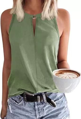 Tanmolo Tops Tanmolo Damen Tank Top Ärmellos Oberteile Sommer Tanktops V-Ausschnitt Blusentop Strand Sexy Vest Top Bluse