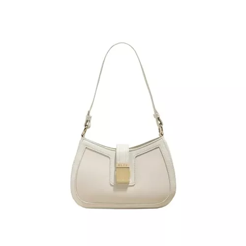 IELGY Taschen & Rucksäcke IELGY Stilvolle und schicke PU-Handtasche mit Tragegriff oben mit großem Fassungsvermögen und Halbmondform in Beige und Schwarz