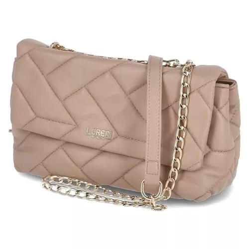 L.CREDI Taschen & Rucksäcke L.CREDI Damen Crossbody Bag/Schultertasche/Umhängetasche MALINDA Beige Kunstleder Vegan, 99-Ohne Größen:-, Color:beige