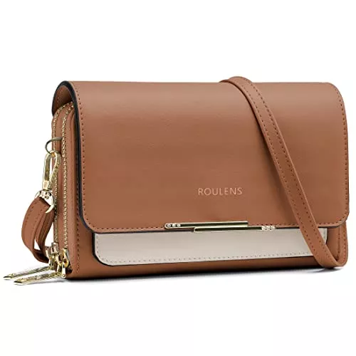 Roulens Taschen & Rucksäcke Roulens Klein Handy Umhängetasche,Damen Kleine Umhängetasche,PU Leder Crossbody Schultertasche Reisepass Handytasche mit Kartenschlitz Verstellbar Abnehmbar Schultergurt