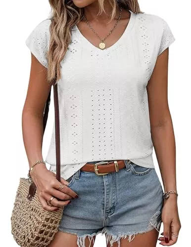Zeagoo Kurzarmblusen Zeagoo Shirt Damen Kurzarm Bluse Elegant Tunika V Ausschnitt Tshirt Für Frauen Sommer Casual Leicht Oberteil Schön Blusentop Komfortabel Lässig Top