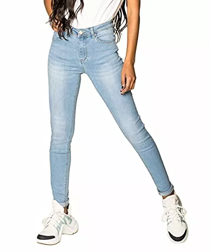 Nina Carter Jeans Nina Carter P076 Damen Skinny Fit Jeans High Waist Jeanshosen Push-Up Stretch Used-Look Denim Hose