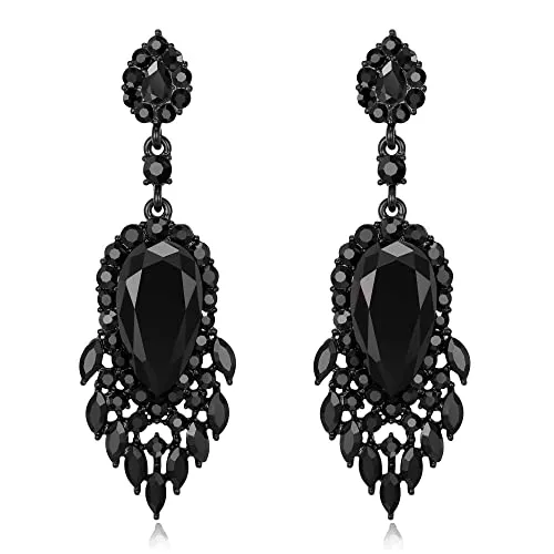 Clearine Schmuck Clearine Ohrringe Boho Runde Marquise Strass Kronleuchter Ohrringe für Damen Party Klar Silber-Ton