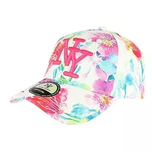 Hip Hop Honour Hüte & Mützen Baseball Baseball Cap NY weiß und rosa Blumen – Unisex