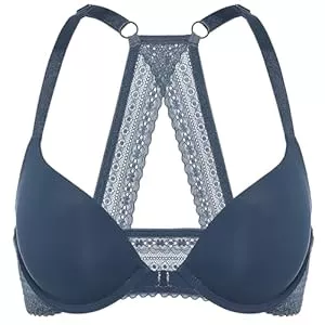 DOBREVA Unterwäsche & Dessous DOBREVA Damen Vorderverschluss Push Up BH mit Bügel Soft T Shirt Tiefen Ausschnitt BHS Neckholder Gepolsterter