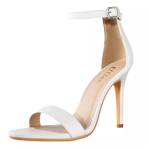 ElElax Sandalen & Slides ElElax Nude Heels Damen Chunky Block High Heel Pumps Sandalen mit Knöchelriemen