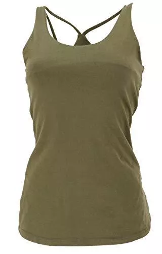 GURU SHOP Tops GURU SHOP Goa Psytrance Top, YogaTop, Rückenfreies Top, Damen, Grün, Baumwolle, Size:38, Tops &amp; T-Shirts Alternative Bekleidung